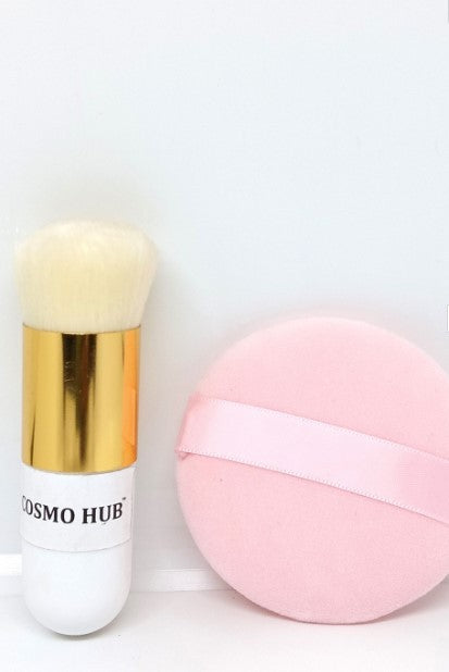 Makeup Blusher Brush & Rose Puff pack of 2